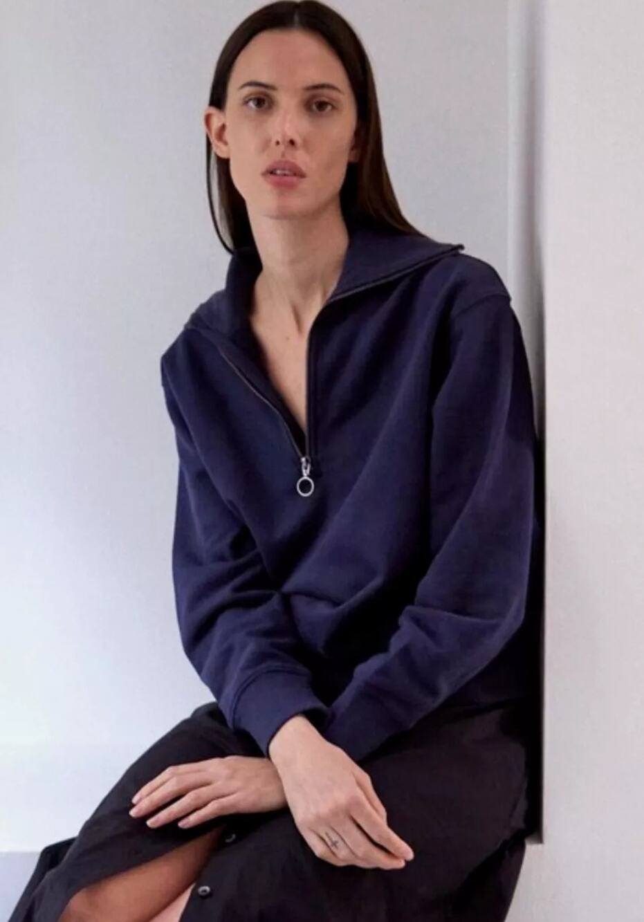 Thakoon oversized navy blue quarter zip size XS